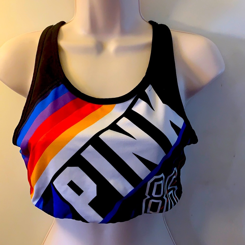 VS pink sports bra size large multicolored